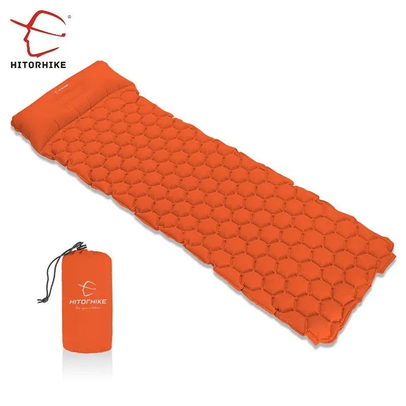 Outdoor Sleeping Pad Camping Inflatable Mattress with Pillows Travel Mat Folding Bed Ultralight