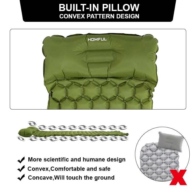 Outdoor Sleeping Pad Camping Inflatable Mattress with Pillows Travel Mat Folding Bed Ultralight