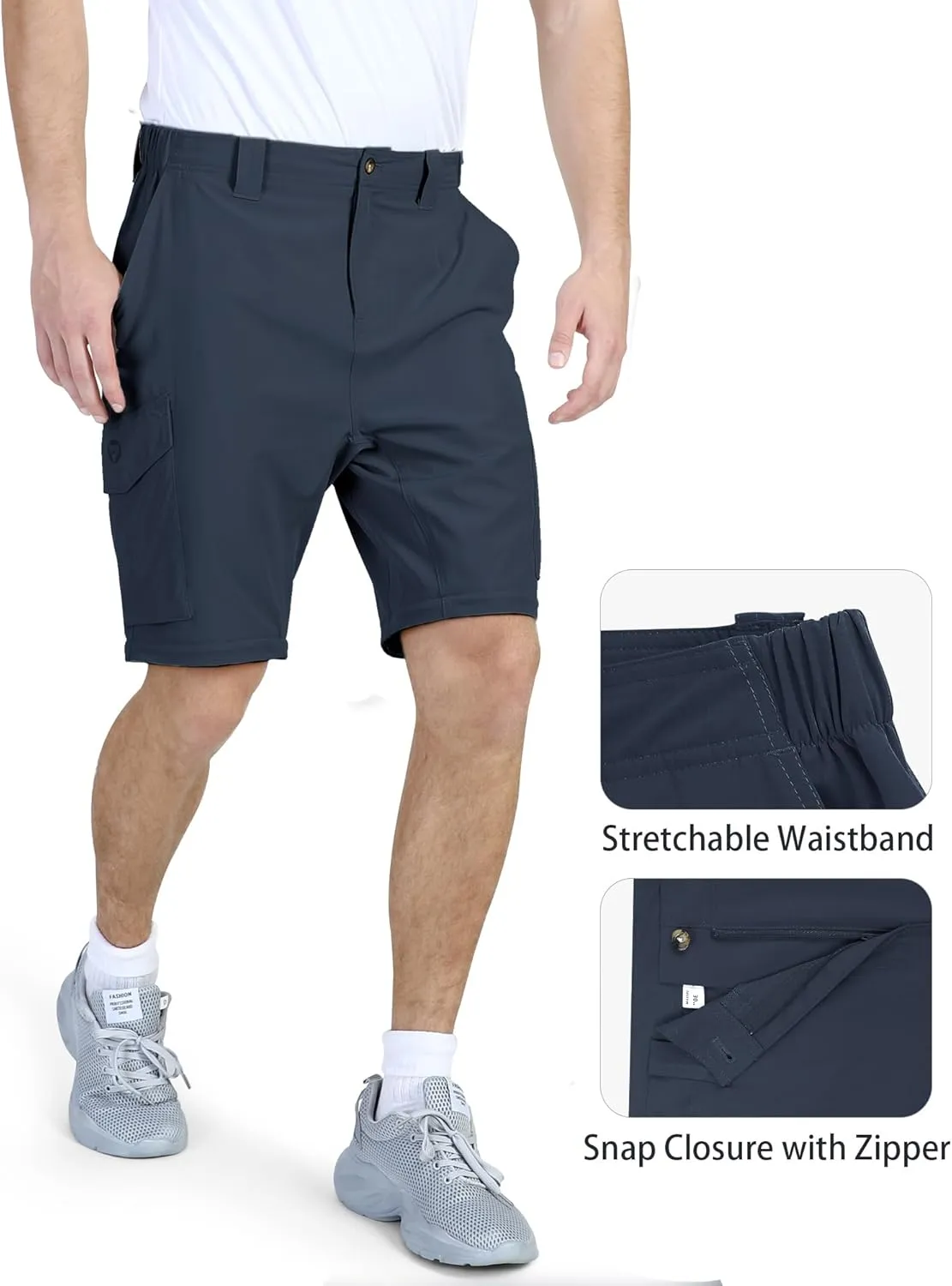 Outdoor Ventures Mens Hiking Pants Lightweight Quick Dry Convertible Pants, Stretch Zip-Off Cargo Pants for Travel Fishing