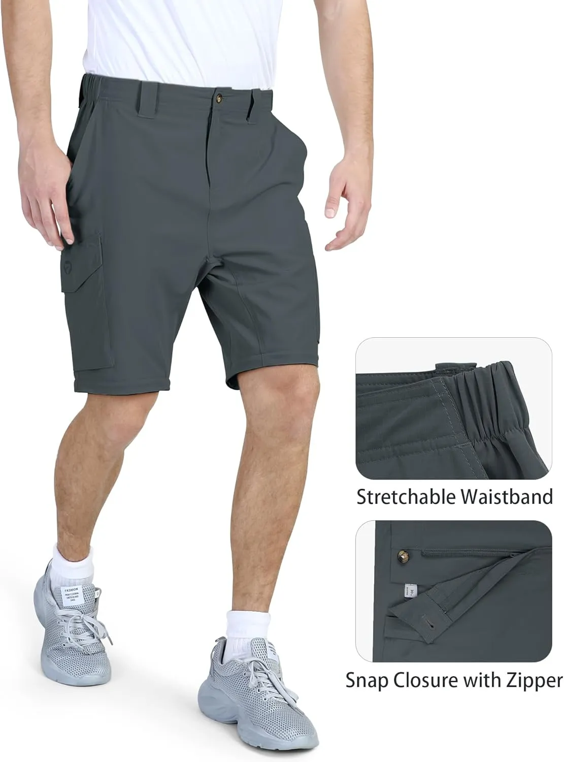 Outdoor Ventures Mens Hiking Pants Lightweight Quick Dry Convertible Pants, Stretch Zip-Off Cargo Pants for Travel Fishing