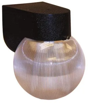Outdoor Wall Lantern Black With Clear Prismatic Plastic Ball 6 Inch