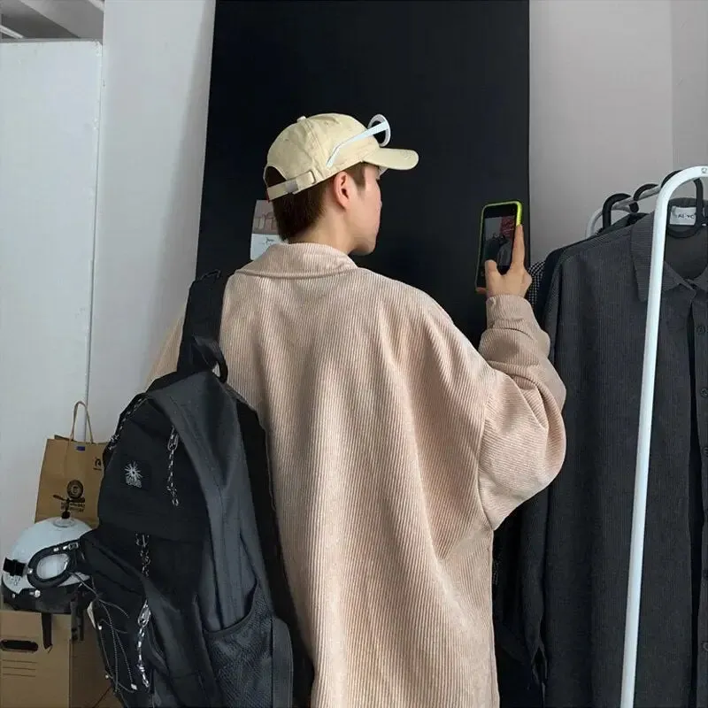Oversized Corduroy Long Sleeve Shirts