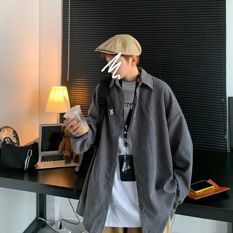 Oversized Corduroy Long Sleeve Shirts