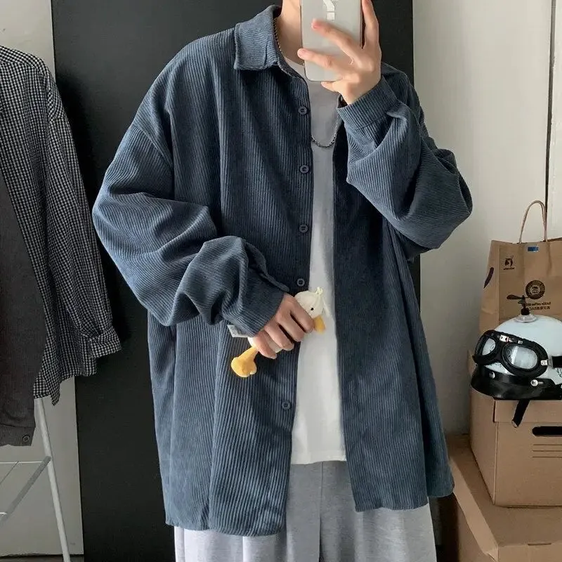 Oversized Corduroy Long Sleeve Shirts