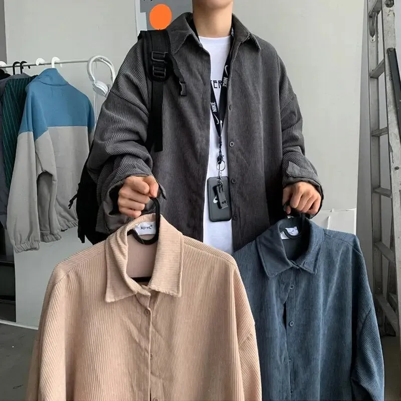 Oversized Corduroy Long Sleeve Shirts
