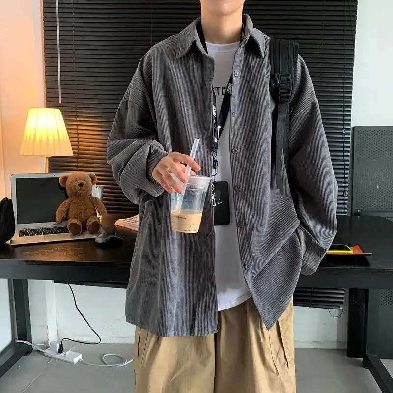 Oversized Corduroy Long Sleeve Shirts