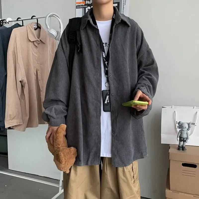 Oversized Corduroy Long Sleeve Shirts