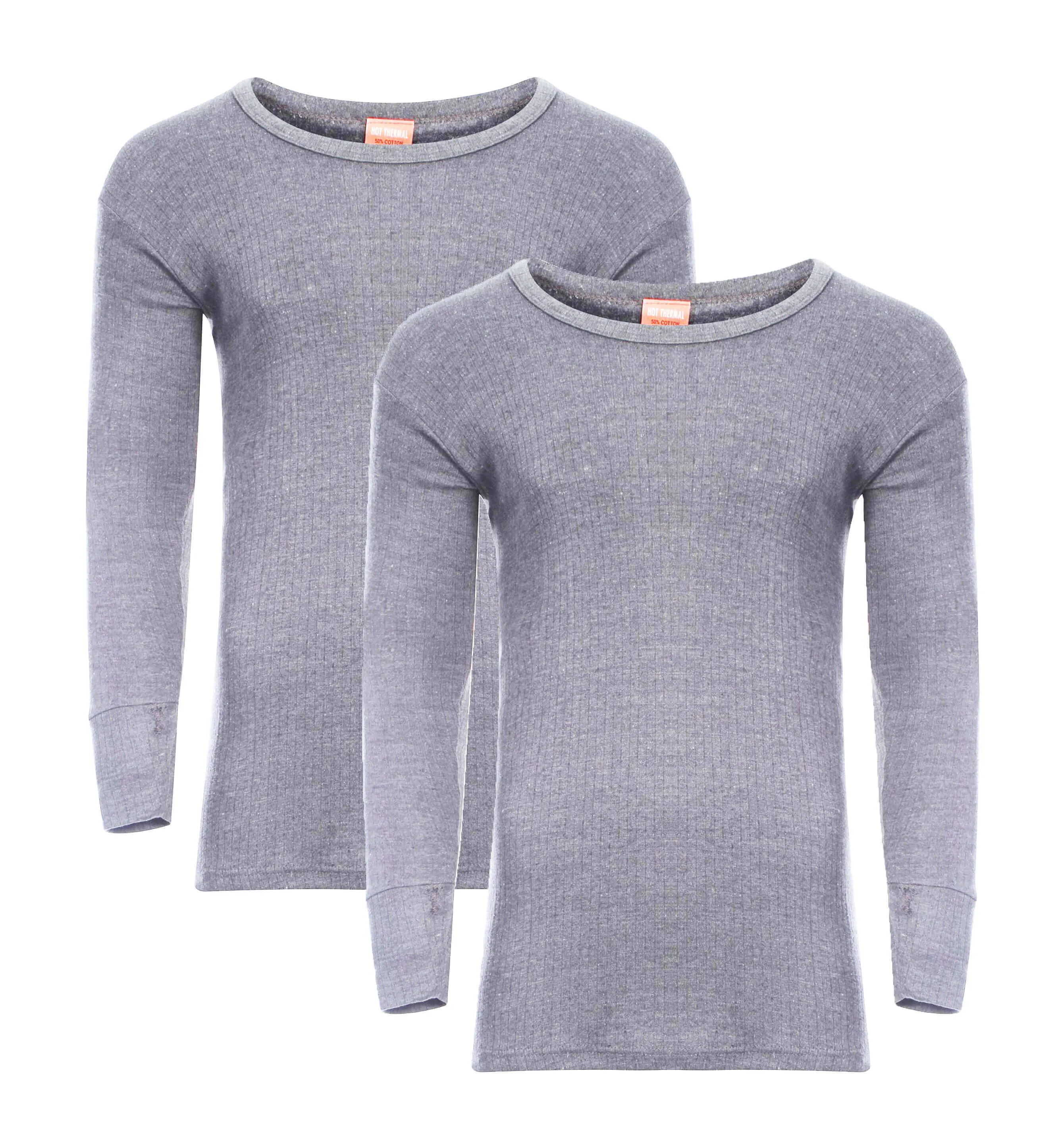 Pack of 2 Men's Thermal Long Sleeve Top Warm Baselayer for Running Hiking Cold Weather Sportswear Durable Winter Clothing by Heatwave Thermalwear