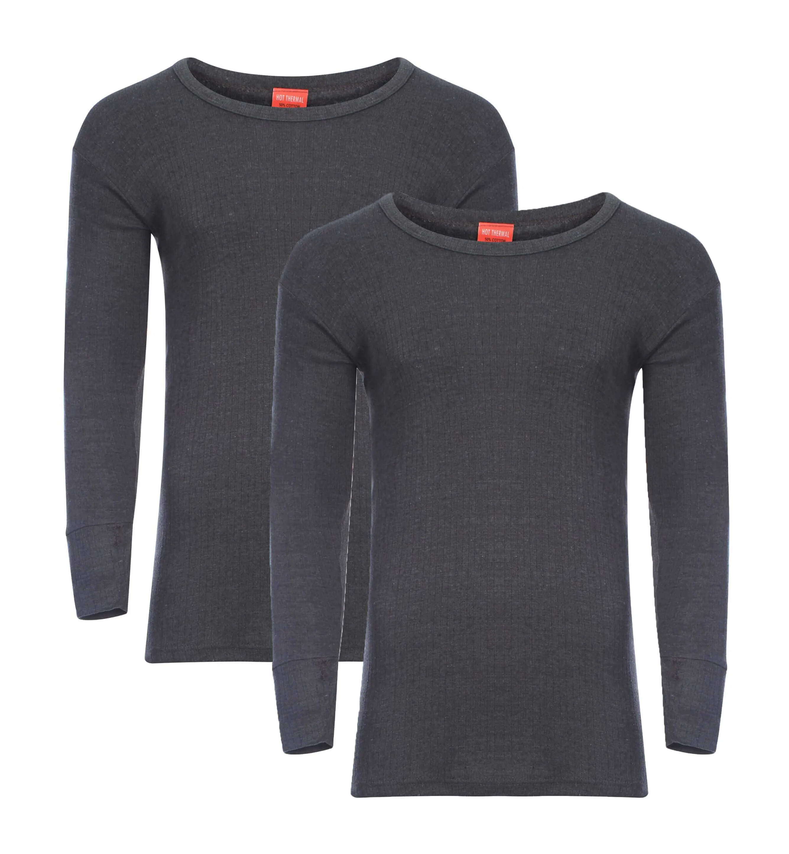 Pack of 2 Men's Thermal Long Sleeve Top Warm Baselayer for Running Hiking Cold Weather Sportswear Durable Winter Clothing by Heatwave Thermalwear