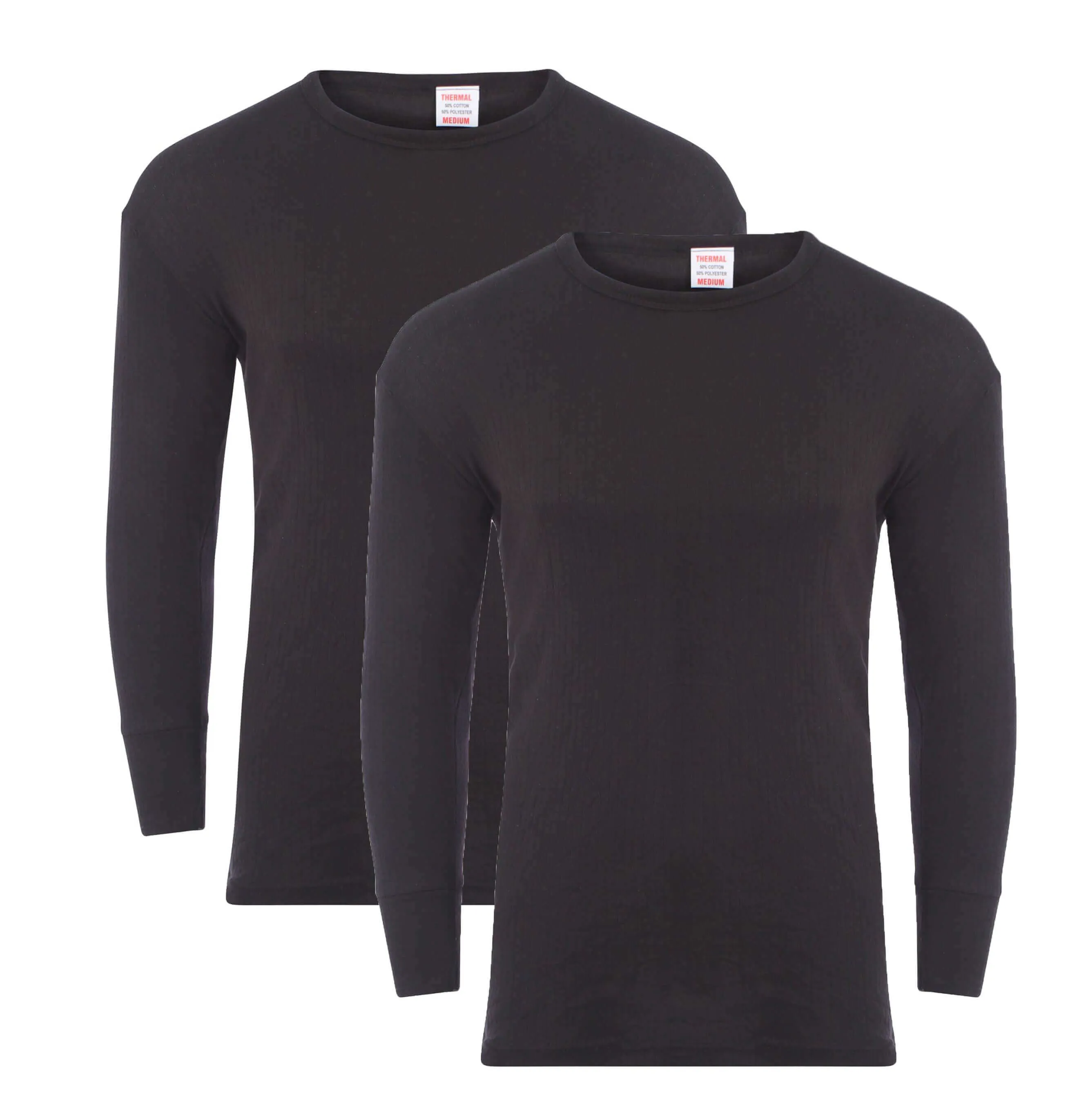 Pack of 2 Men's Thermal Long Sleeve Top Warm Baselayer for Running Hiking Cold Weather Sportswear Durable Winter Clothing by Heatwave Thermalwear