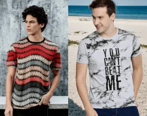 Pack of - 2 Short Sleeve Mens Sublimation T-Shirt - Marron - Lite Grey