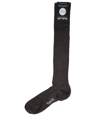 PANTHERELLA LABURNUM MEN'S MERINO OVER CALF SOCK - DARK BROWN MIX