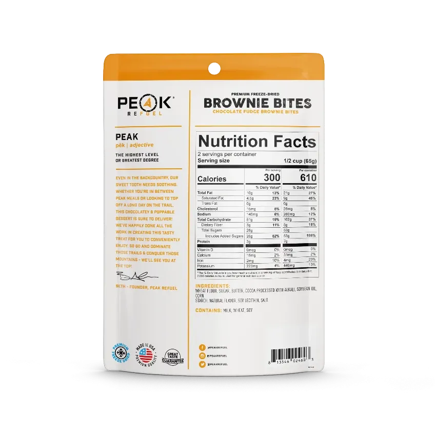 Peak Refuel Chocolate Fudge Brownie Bites - Freeze Dried