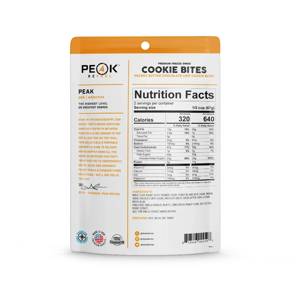 Peak Refuel Peanut Butter Chocolate Chip Cookie Bites - Freeze Dried