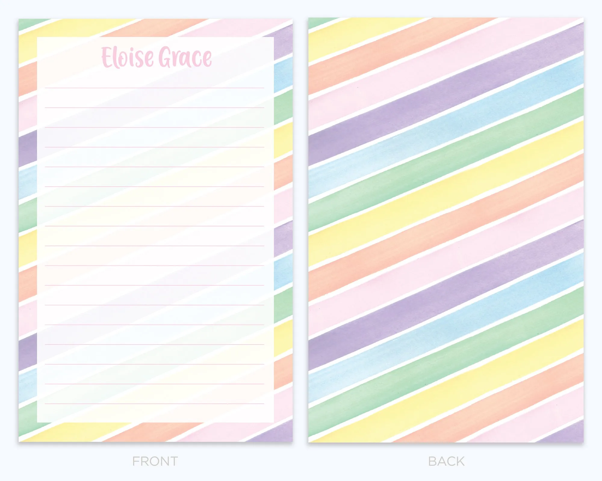 Personalized Rainbow Stripe Writing Set for Kids