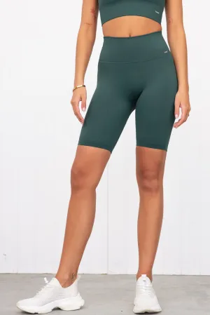 Pine Green Ribbed Seamless Biker Shorts