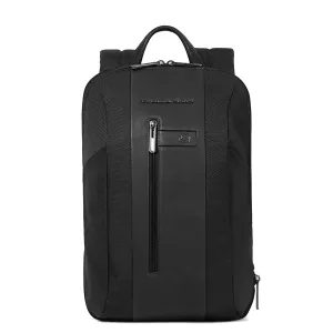 Piquadro - Zaino Sottile Porta PC Espandibile Brief 15.6 in tessuto riciclato - CA6384BR2 - NERO
