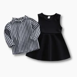 Plaid Printed Shirt and Dress Set