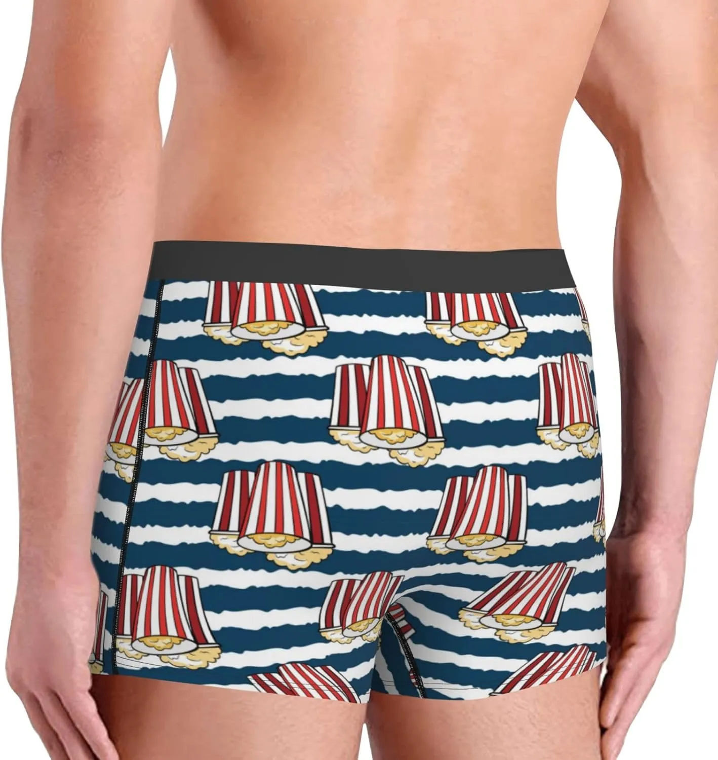 Popcorn Print Boxer Briefs For Men Breathable Underwear-