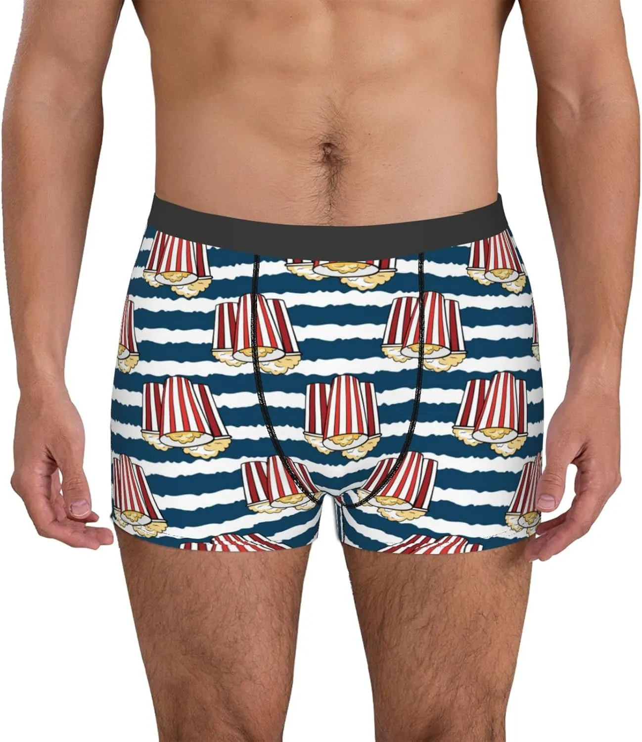 Popcorn Print Boxer Briefs For Men Breathable Underwear-