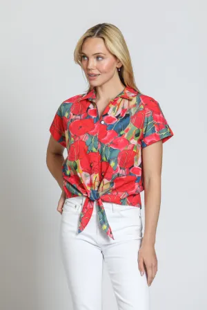 Poppy Print - Tie Front Camp Shirt