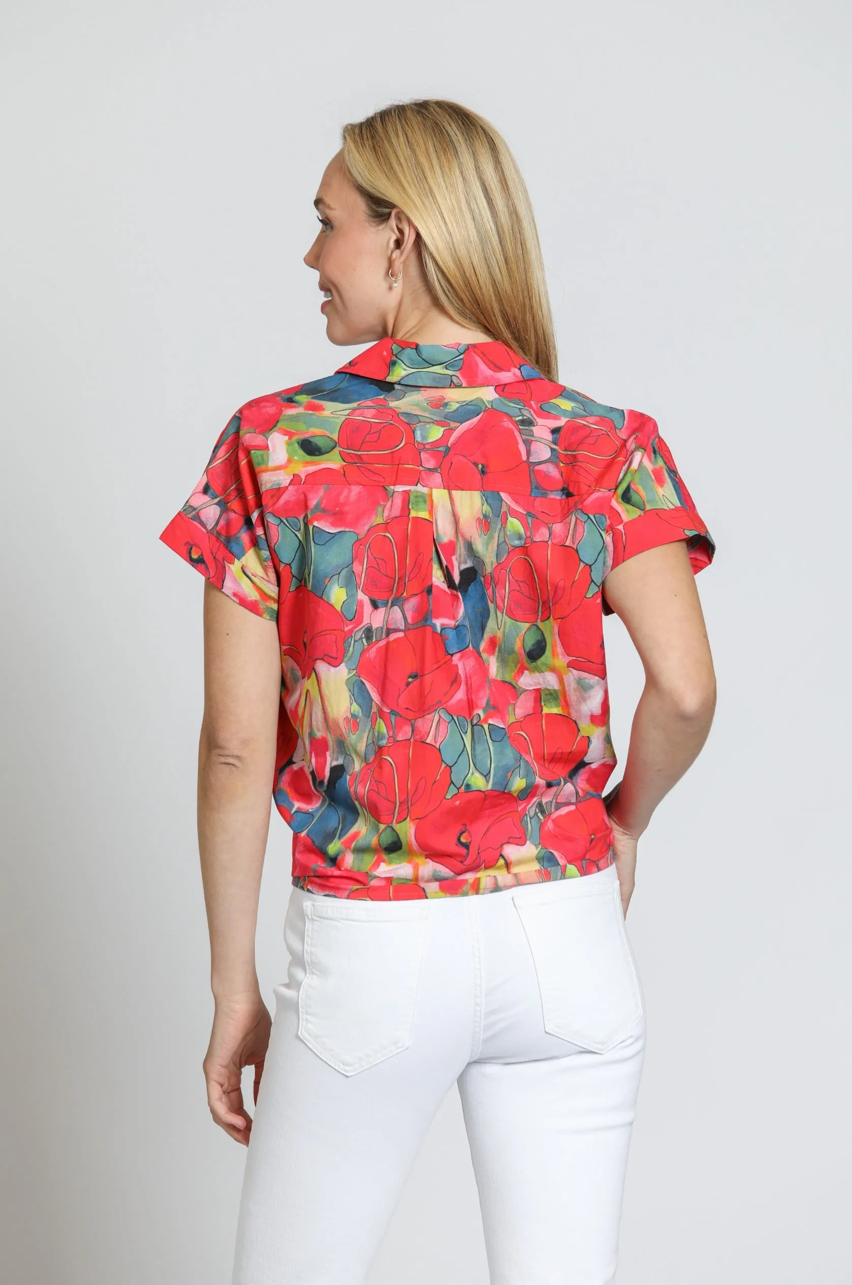 Poppy Print - Tie Front Camp Shirt