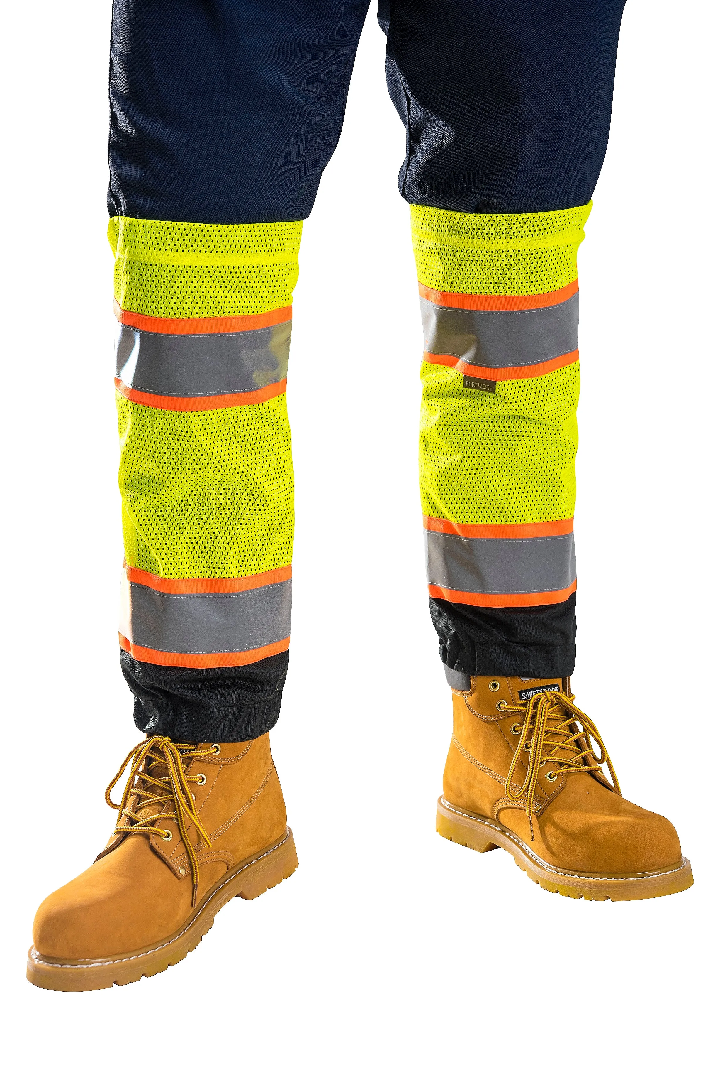 Portwest US389 HiVis TwoTone Reflective Safety Work Adjustable Mesh Gaiters ANSI