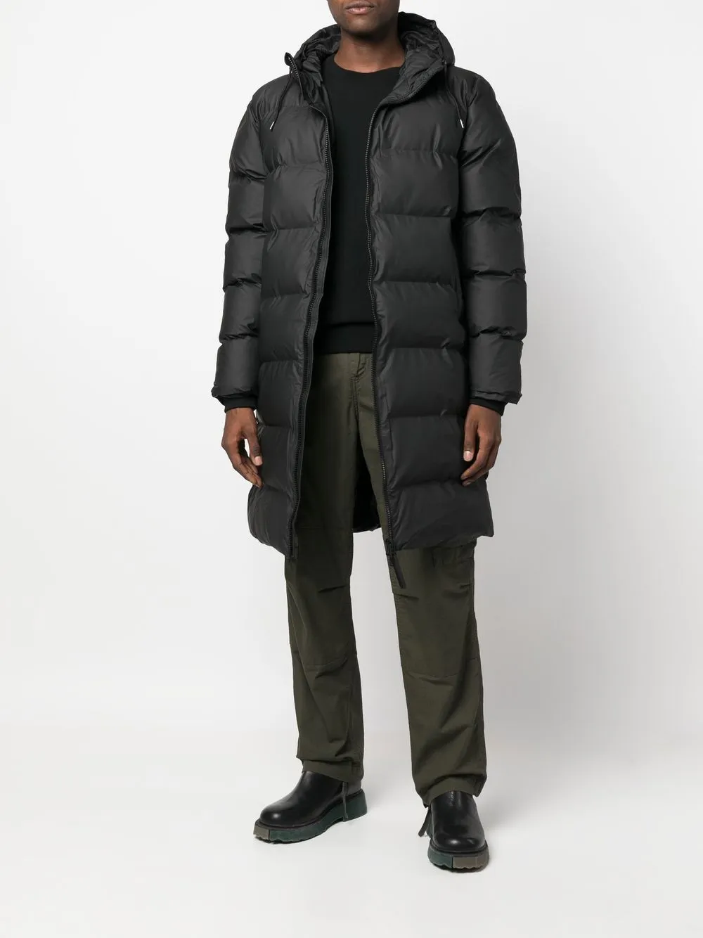 quilted-finish padded coat