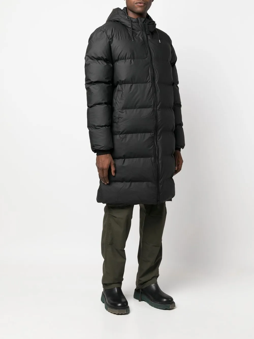 quilted-finish padded coat