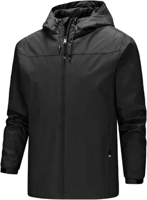Rain Jacket For Men Comfy Lightweight Active Water Resistant Hooded Rain Jacket Outdoor Raincoat with Hooded