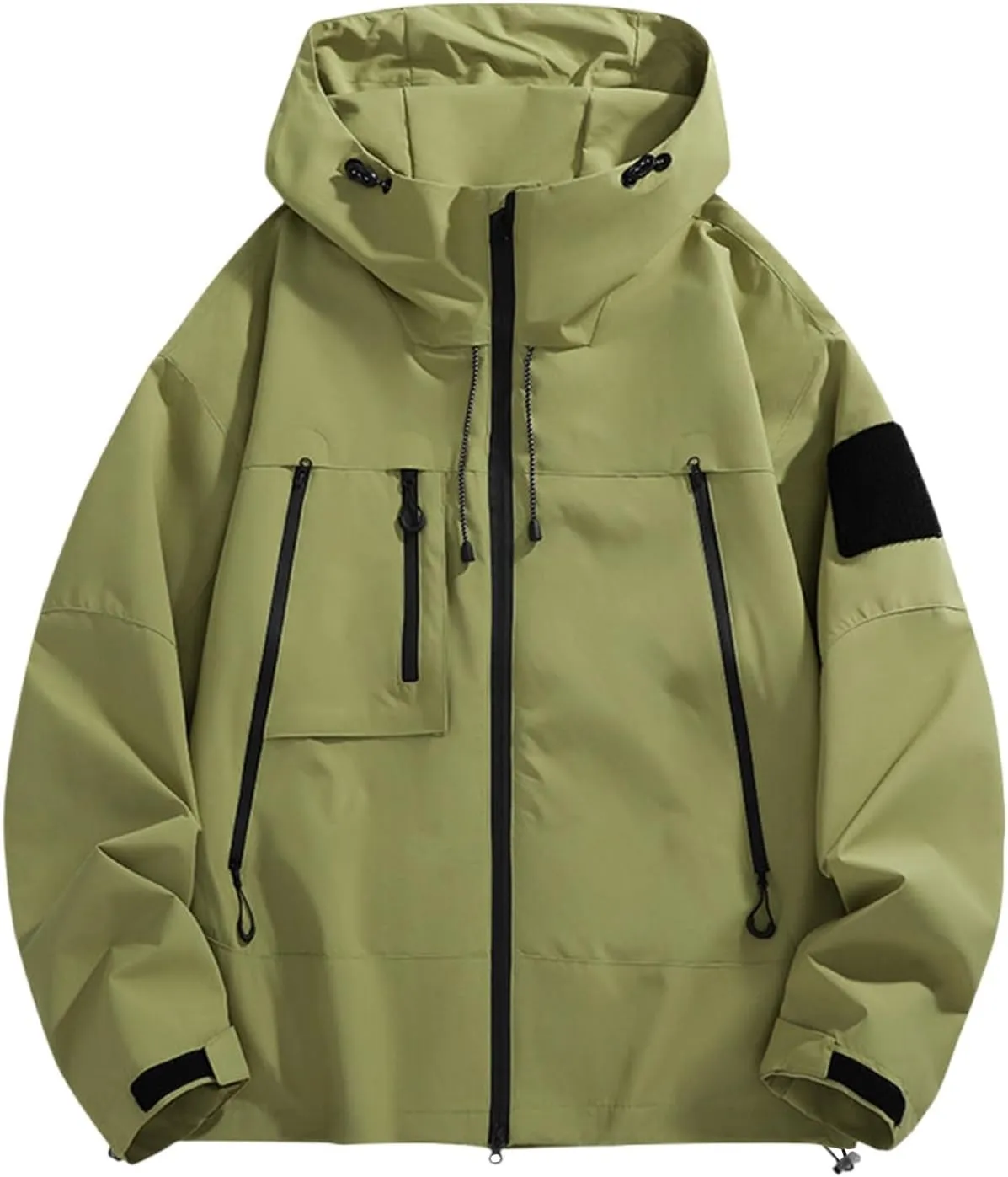 Rain Jacket for Mens,Men's Waterproof Shell Jacket Hooded Lightweight Pockets Coat for Outdoor Hiking Windbreaker