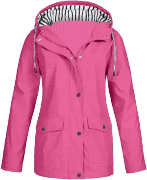 Rain Jacket Women 2024 Outdoor Jackets Waterproof Windproof Hooded Raincoat Lightweight Packable Outwear Overcoat