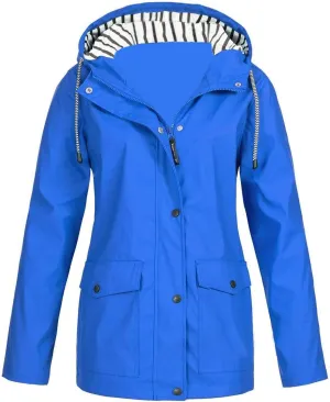 Rain Jacket Women 2024 Outdoor Jackets Waterproof Windproof Hooded Raincoat Lightweight Packable Outwear Overcoat