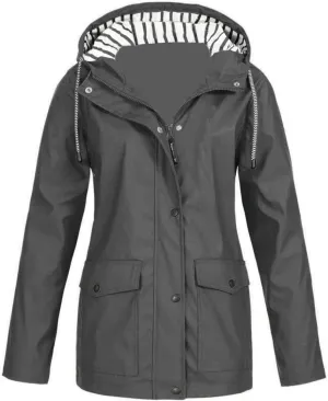 Rain Jacket Women 2024 Outdoor Jackets Waterproof Windproof Hooded Raincoat Lightweight Packable Outwear Overcoat