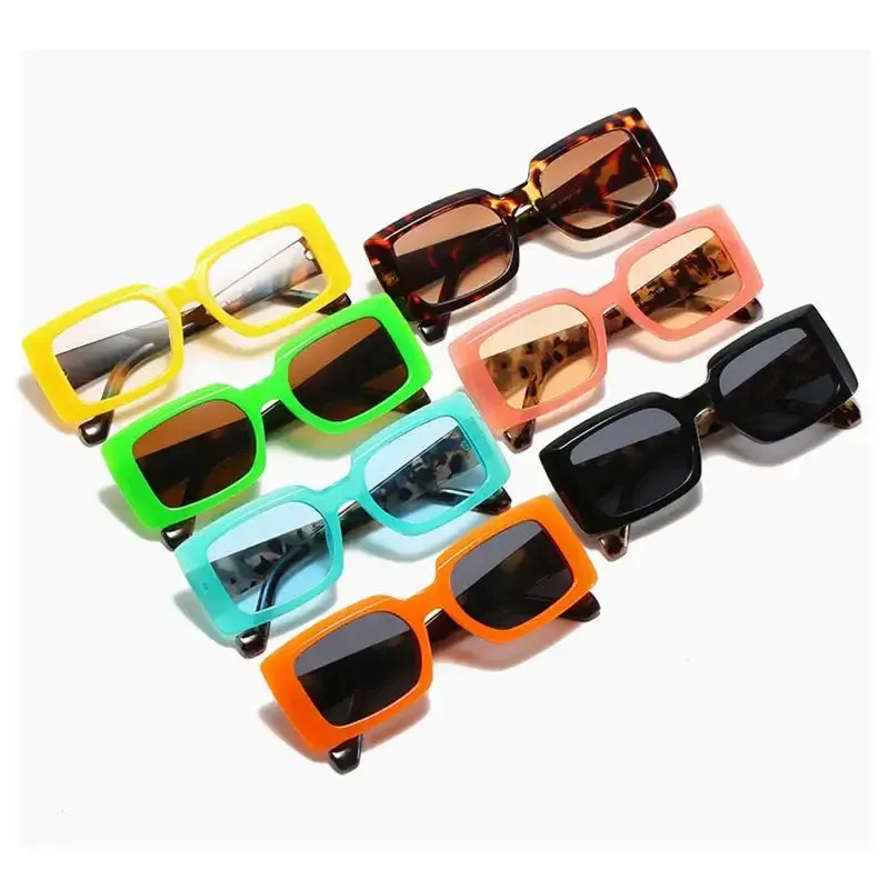 Rectangle Oversized Leopard Temple Sunglasses