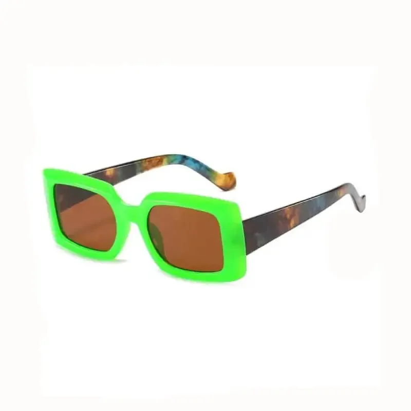 Rectangle Oversized Leopard Temple Sunglasses