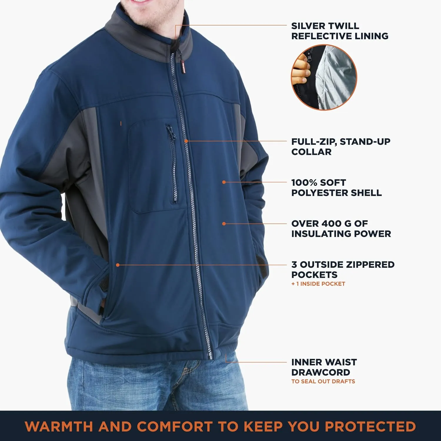 RefrigiWear Insulated Softshell Jacket, Waterproof Coat for Men, -20°F Comfort Rating