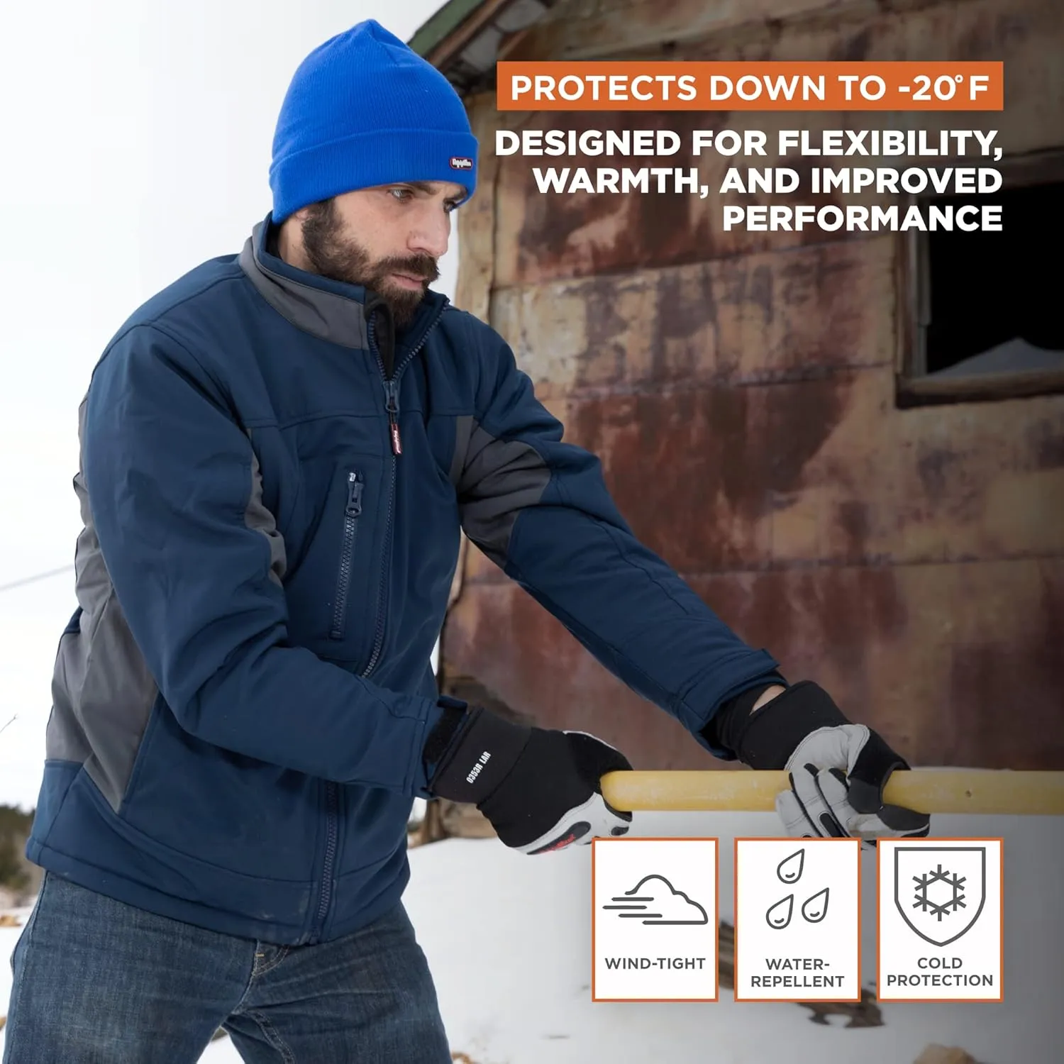 RefrigiWear Insulated Softshell Jacket, Waterproof Coat for Men, -20°F Comfort Rating