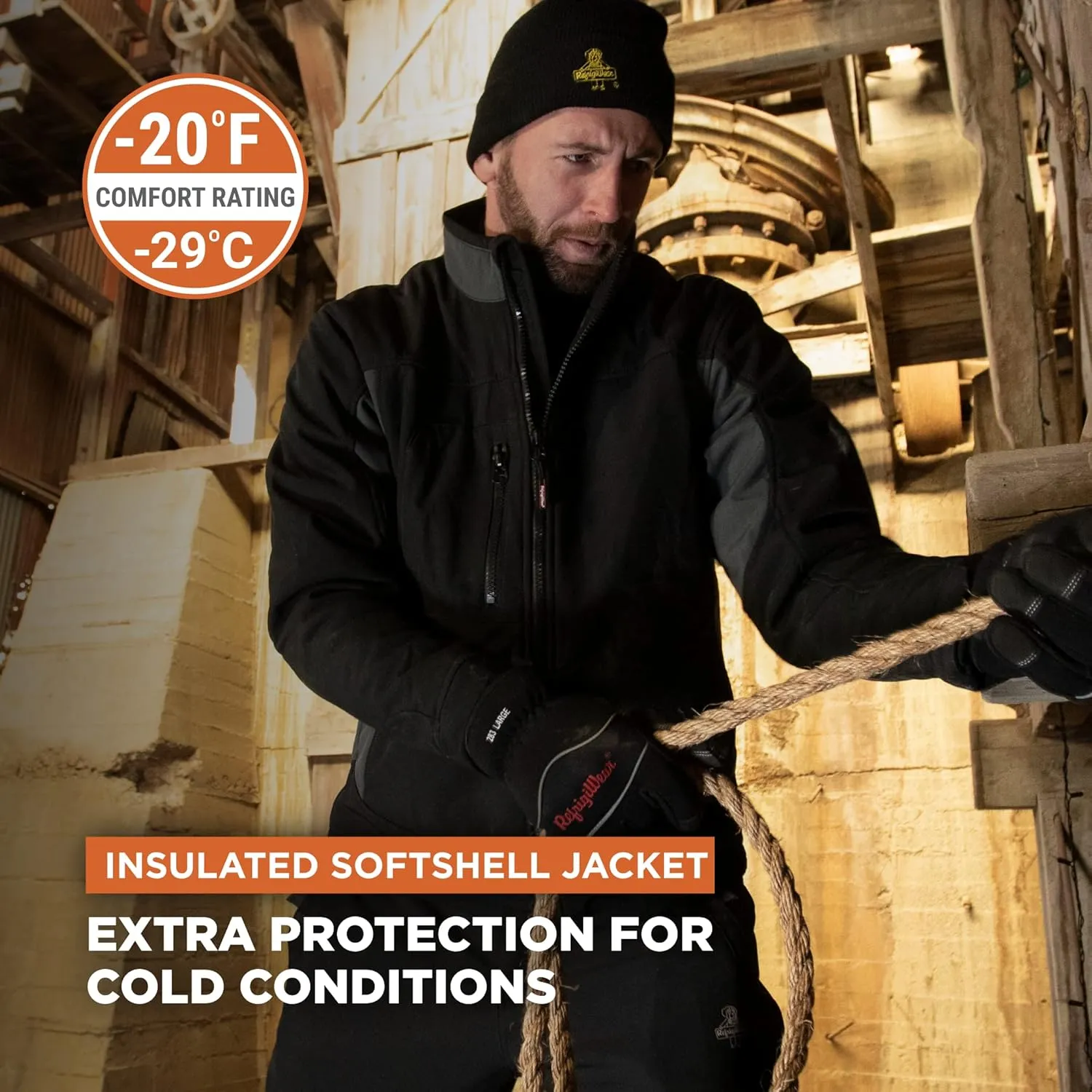 RefrigiWear Insulated Softshell Jacket, Waterproof Coat for Men, -20°F Comfort Rating