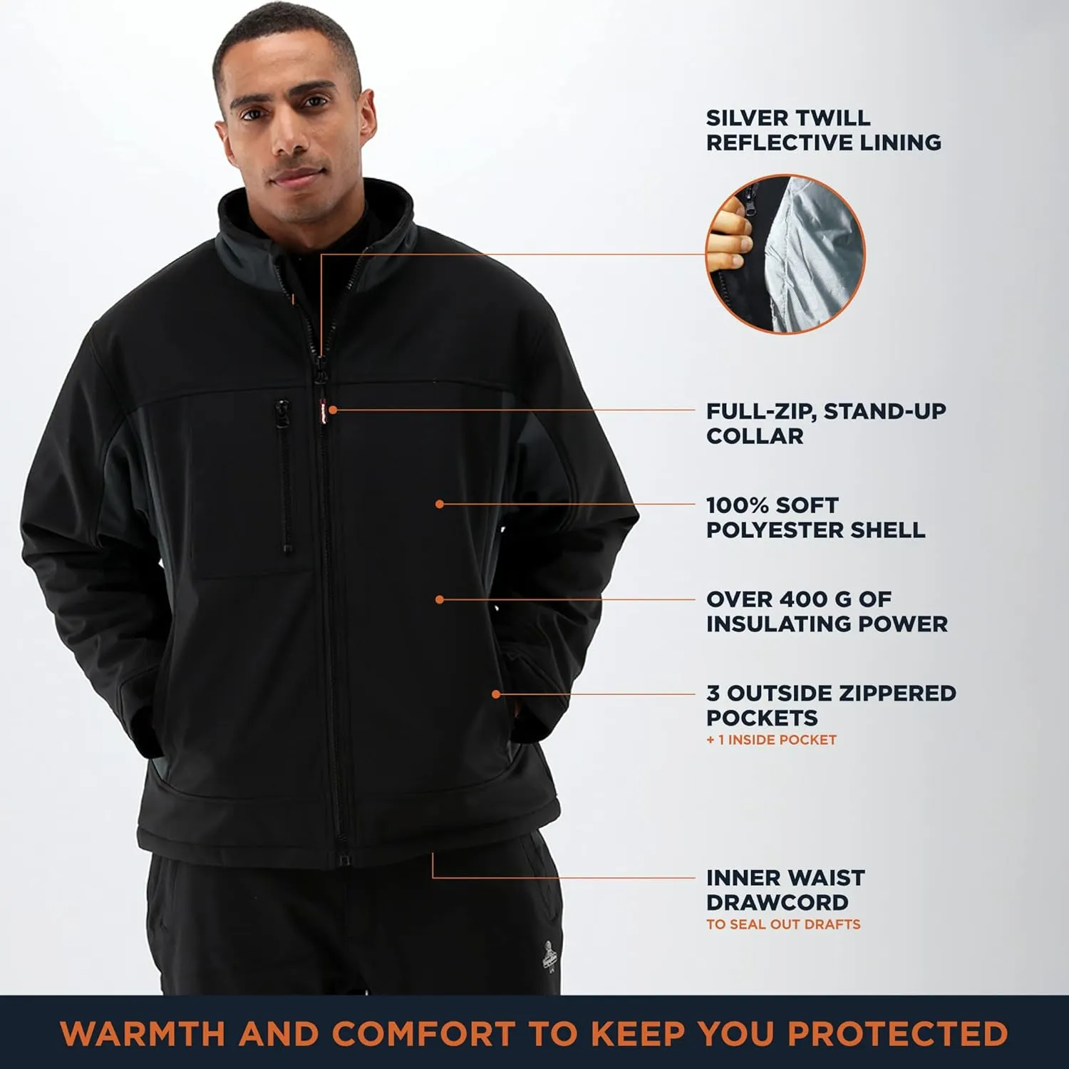 RefrigiWear Insulated Softshell Jacket, Waterproof Coat for Men, -20°F Comfort Rating