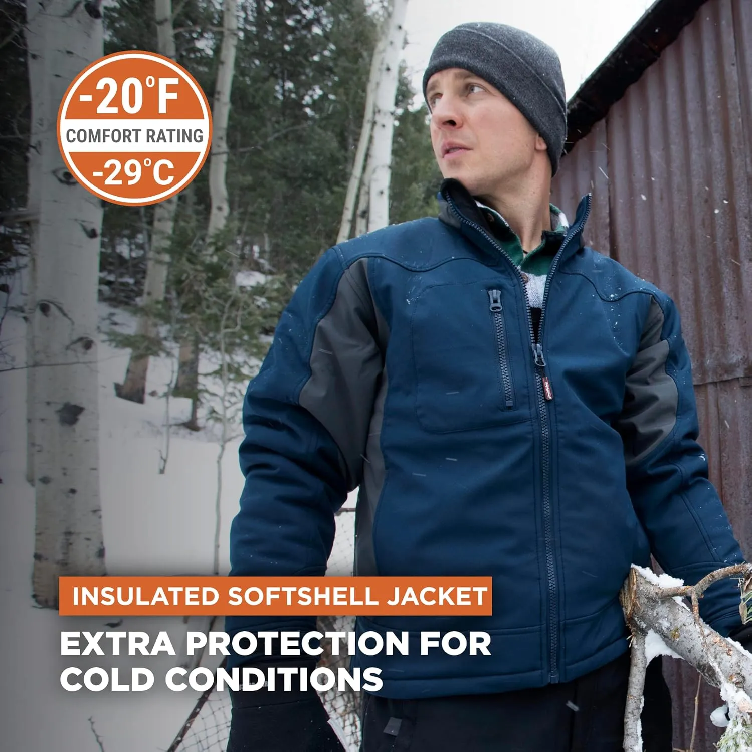 RefrigiWear Insulated Softshell Jacket, Waterproof Coat for Men, -20°F Comfort Rating