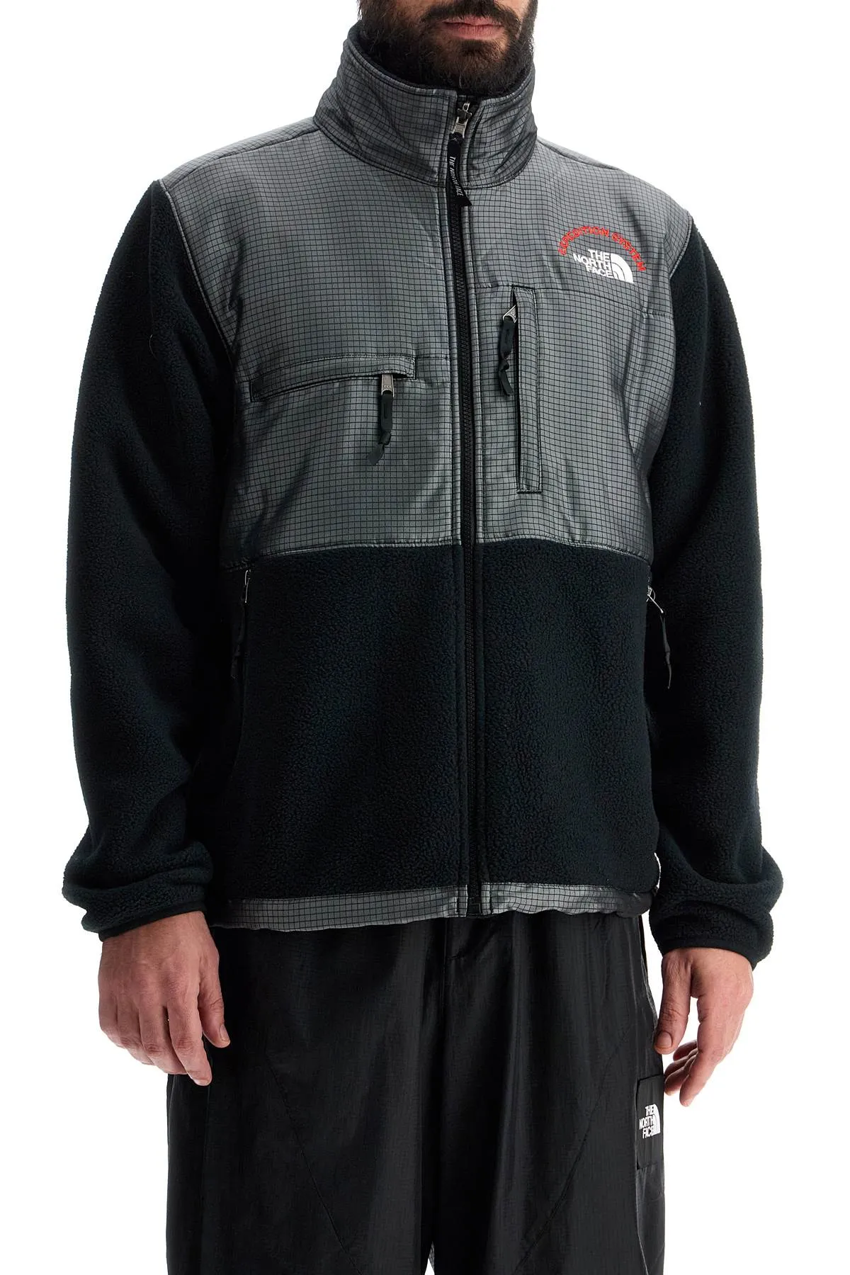 retro denali fleece sports jacket. NF0A88XH TNF BLACK/MOONSTONE GRE