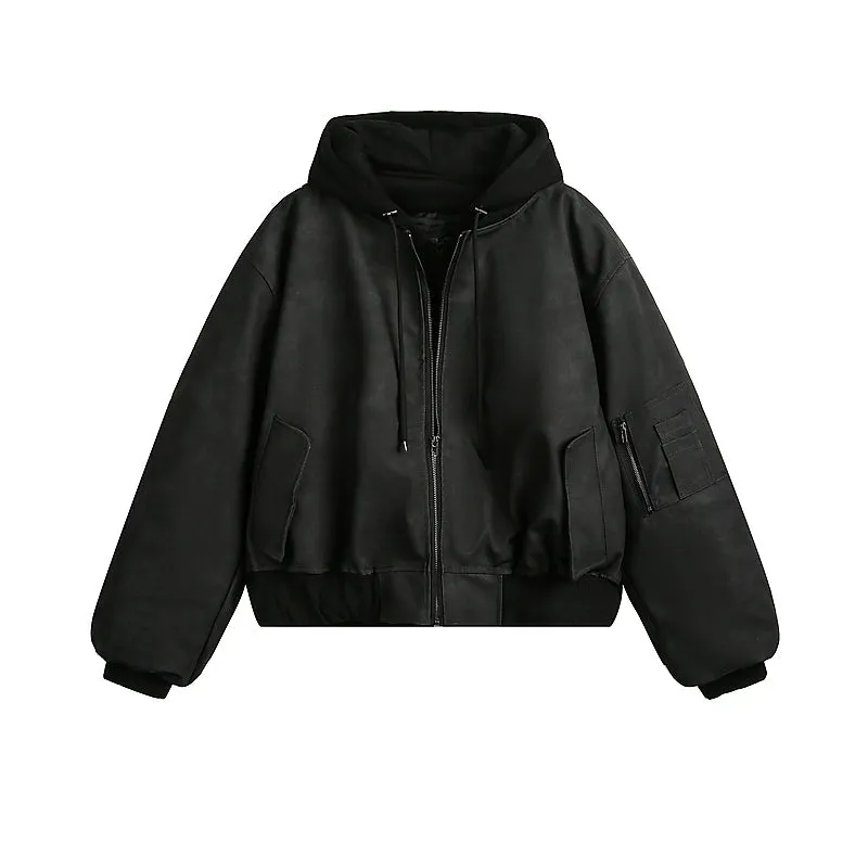 Retro Insulated Flight Jacket with Hoodie