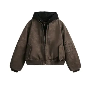 Retro Insulated Flight Jacket with Hoodie