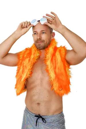 Reversible Day Glow Mens Fur Vest