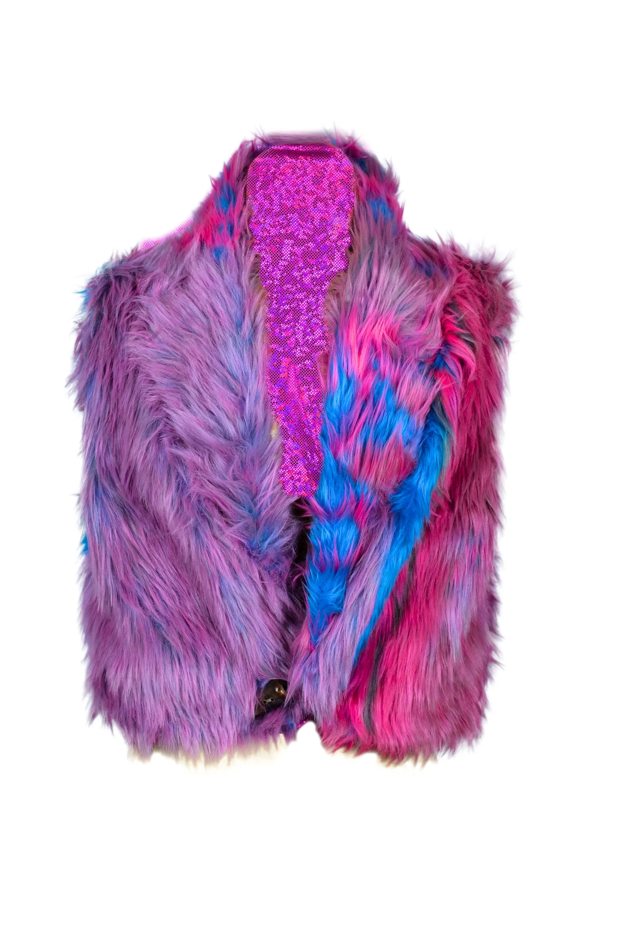 Reversible Day Glow Mens Fur Vest