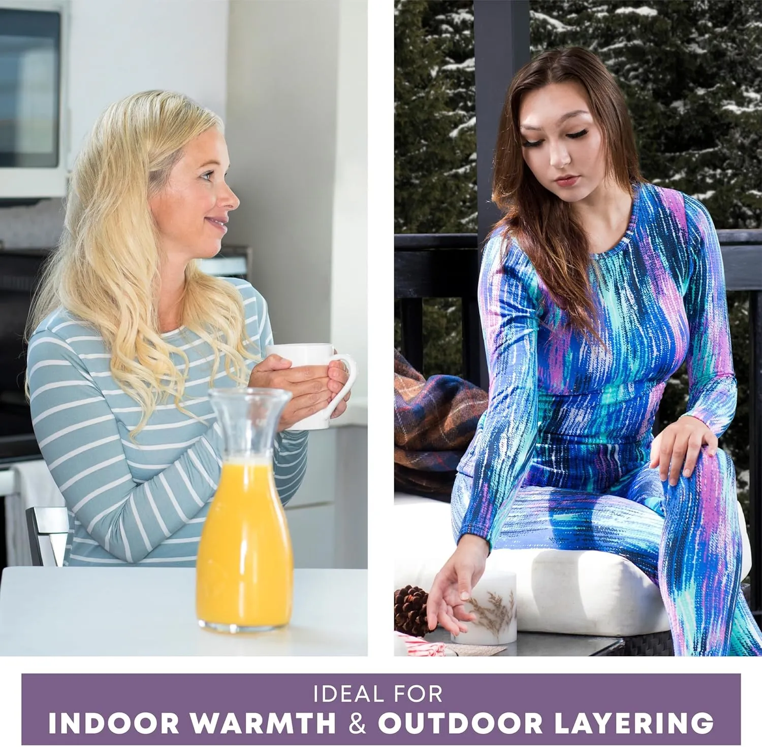 Rocky Thermal Shirts for Women Fleece Lined Base Layer Tops Long Johns Underwear, Warm Insulated Extreme Cold Weather Pajamas