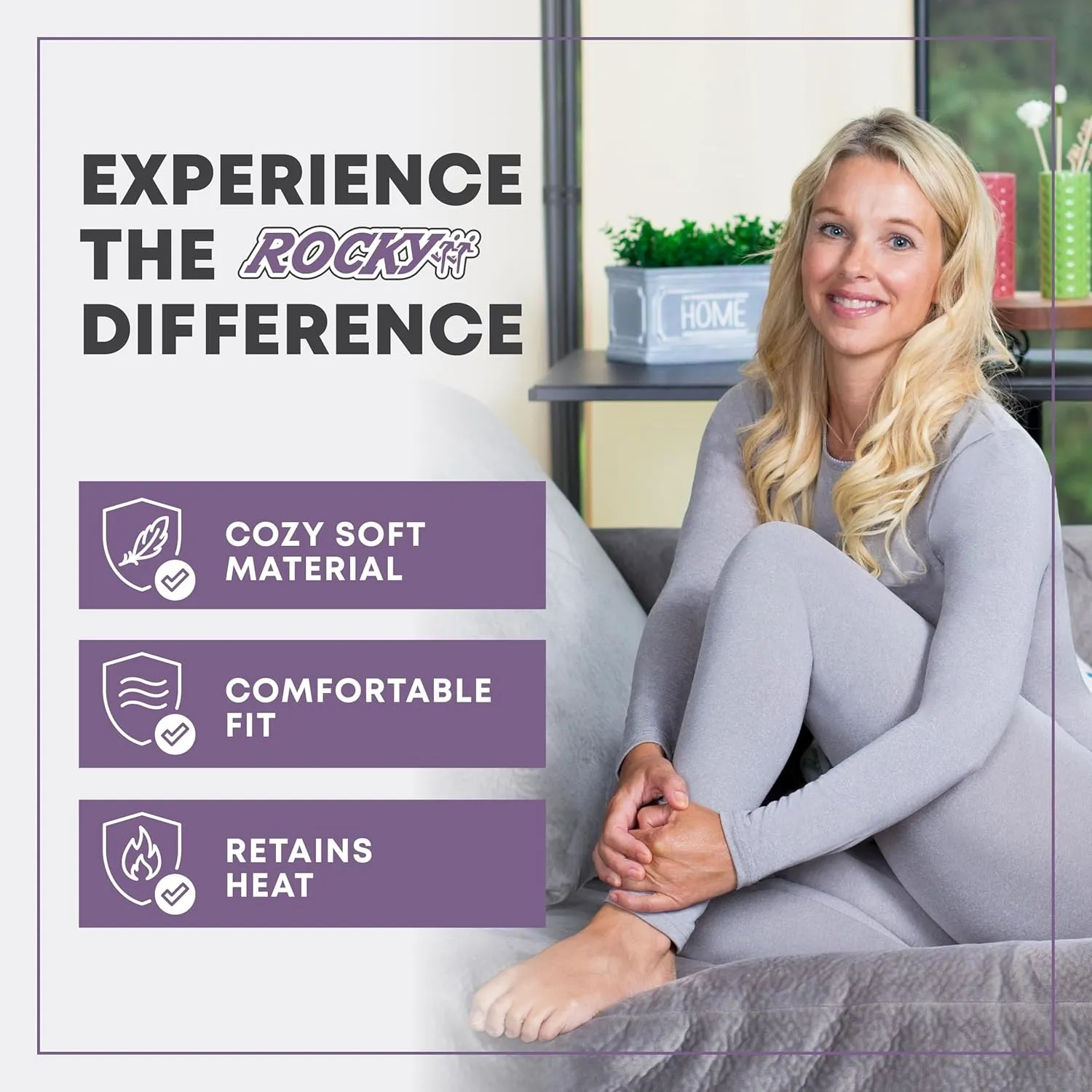Rocky Thermal Shirts for Women Fleece Lined Base Layer Tops Long Johns Underwear, Warm Insulated Extreme Cold Weather Pajamas