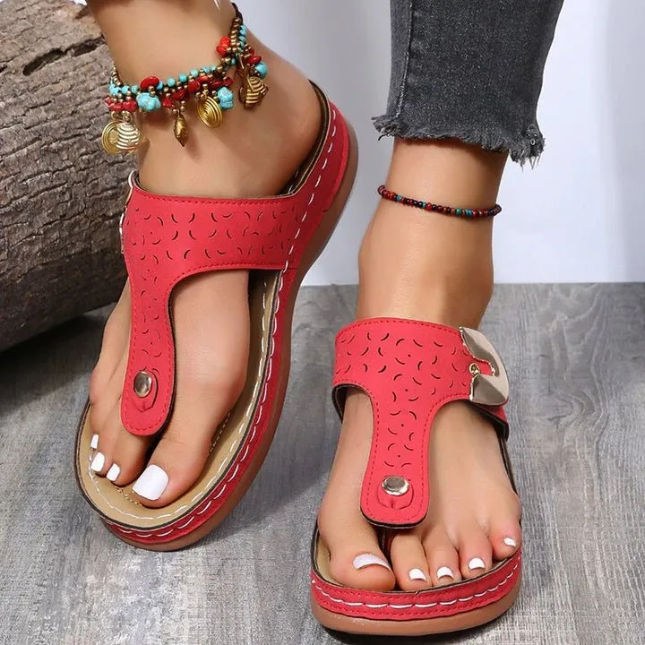 Roman Ladies Casual Wedges Flip Flops