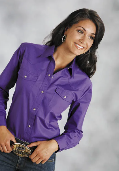 ROPER LADIES LONG SLEEVE SHIRT SNAP SOLID COLOR STYLE 03-050-0265-1067